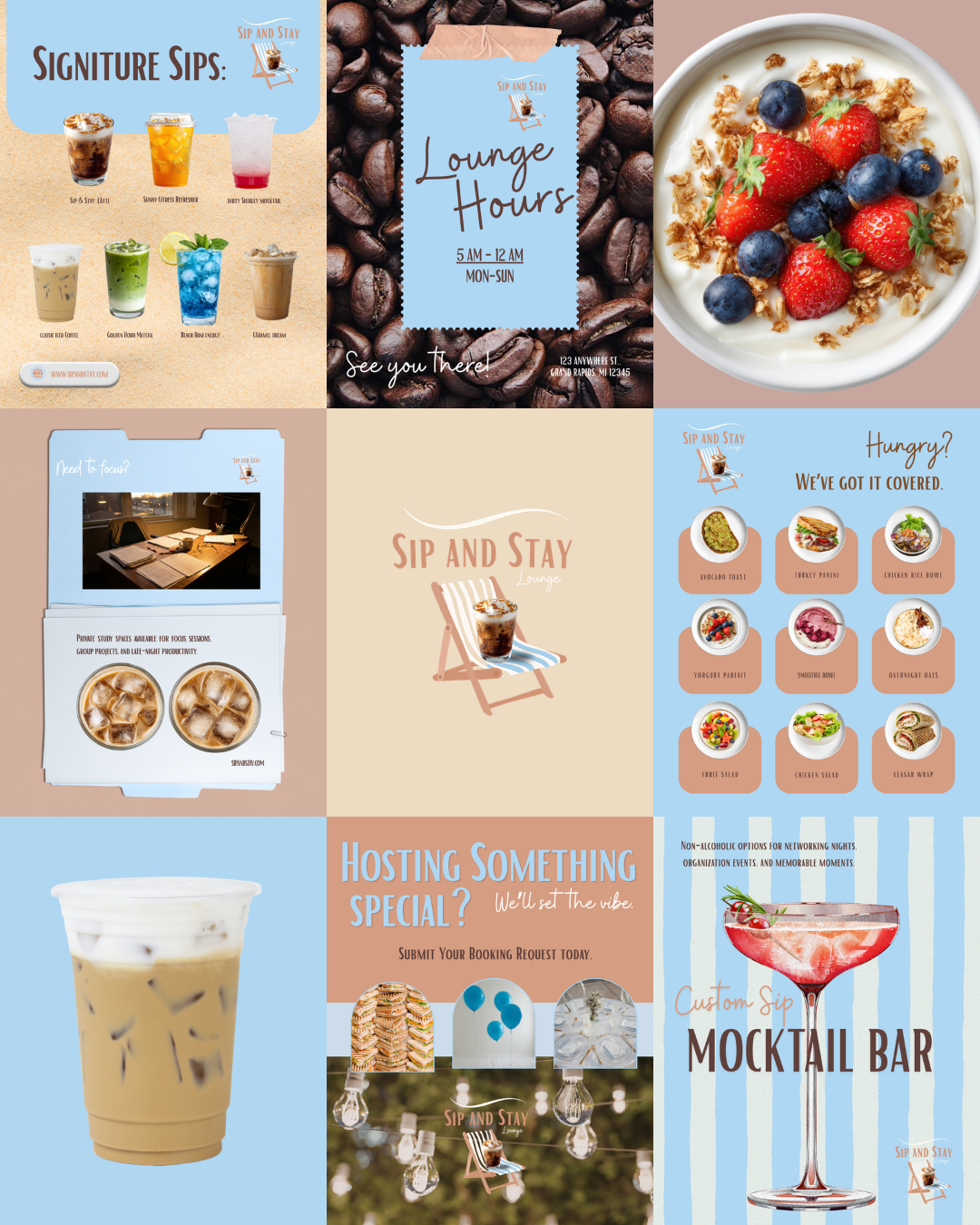 Social media feed concept for a coffee lounge and cafe