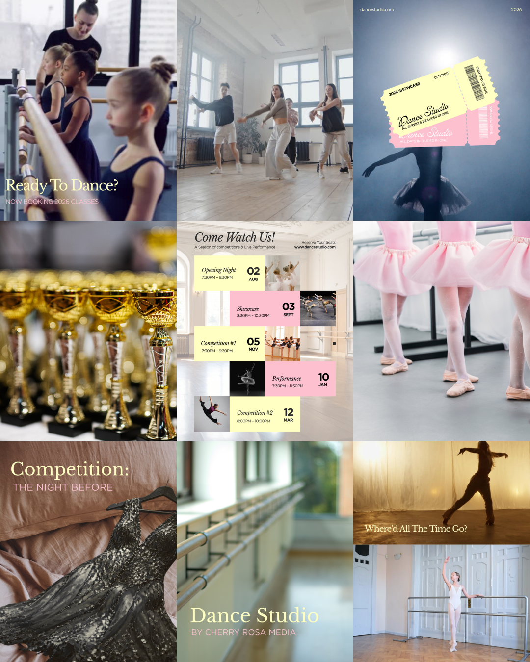 Social media feed concept for a Michigan dance studio