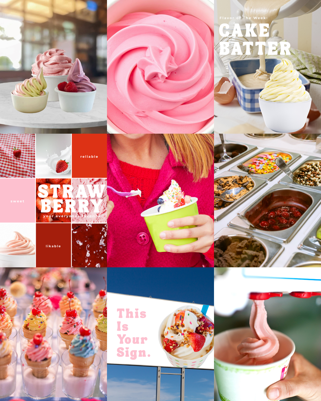 Social media feed concept for a Michigan frozen yogurt shop